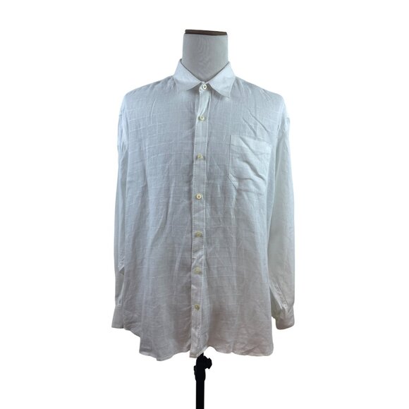 Tommy Bahama Mens White Long Sleeve Button-Up Shirt Casual Lightweight Size XXL - Picture 1 of 7